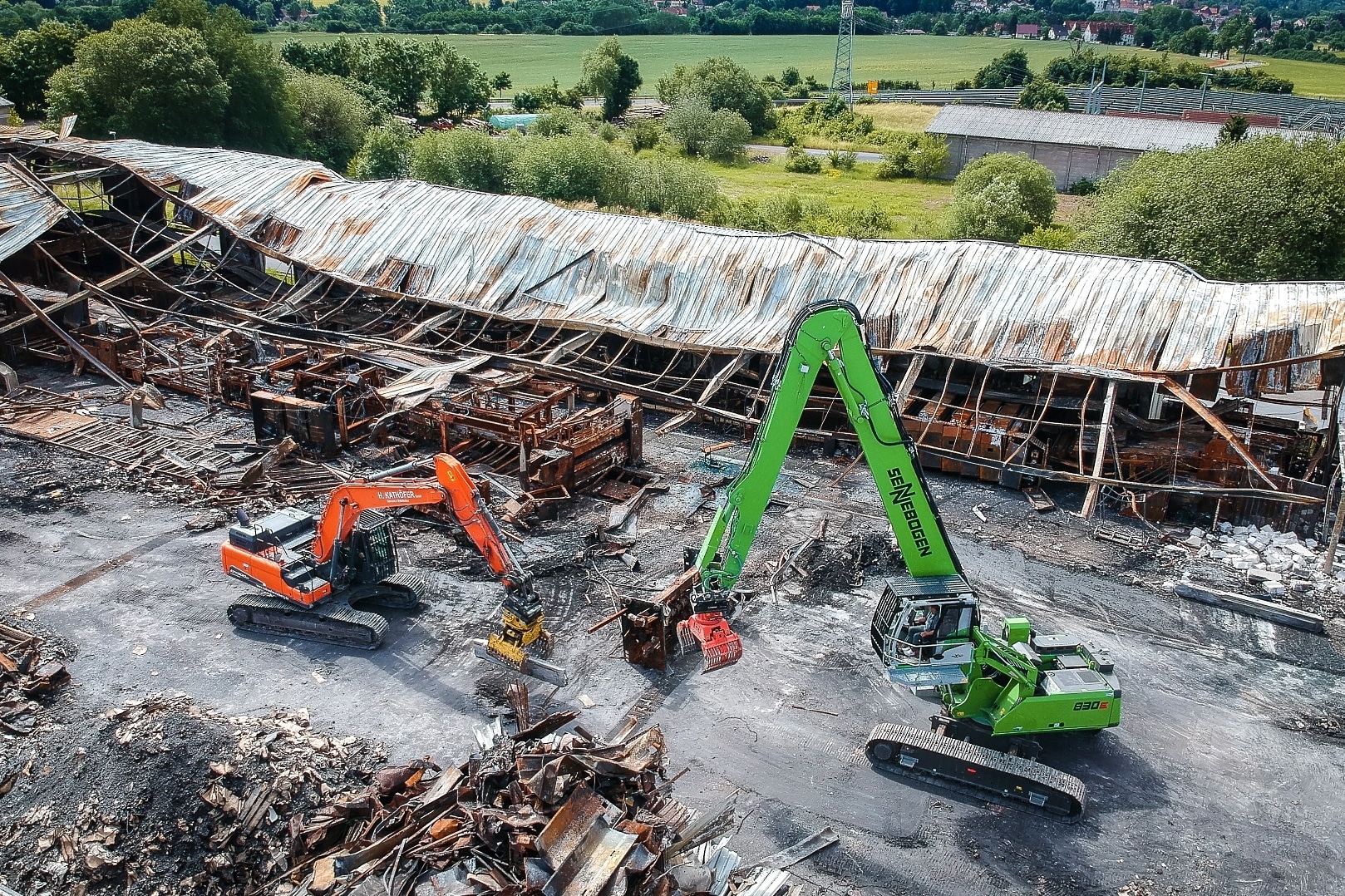 Abbruch einer Gewerbehalle in Deutschland